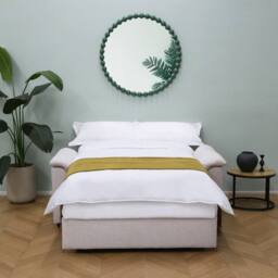 Home Garden Direct Tivoli - 2 Seater Pull out Sofa Bed in Soft Woven Fabric in Beige - thumbnail 4