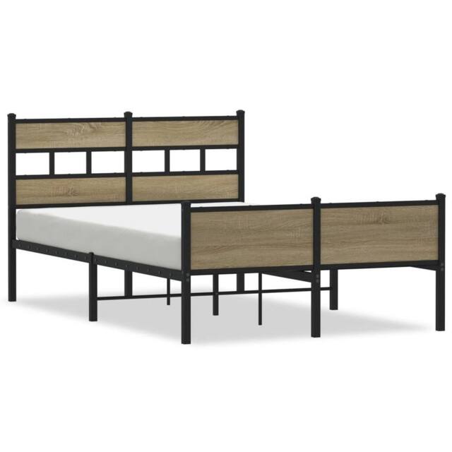 Berkfield Home Bed Frame without Mattress Sonoma Oak 120x200 cm Engineered Wood in Brown - Size: Small Double - image 1