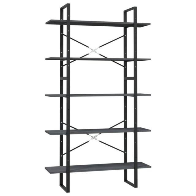 Berkfield Home 5-Tier Book Cabinet Grey 100x30x175 cm Pinewood - Size: 100 x 30 x 175 cm - image 1