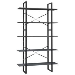 Berkfield Home 5-Tier Book Cabinet Grey 100x30x175 cm Pinewood - Size: 100 x 30 x 175 cm - thumbnail 1