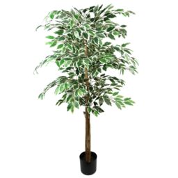 Leaf 150cm Artificial Silk Ficus Tree in Green - thumbnail 1