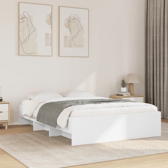 Berkfield Home Bed Frame without Mattress White 140x190 cm Engineered Wood - image 1