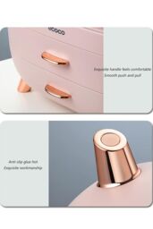 Living and Home Makeup Cosmetic Organizer Storage Box With 2 Drawers For Home Bedroom Bathroom Dressing Vanity in Pink - thumbnail 4