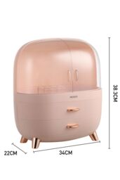 Living and Home Makeup Cosmetic Organizer Storage Box With 2 Drawers For Home Bedroom Bathroom Dressing Vanity in Pink - thumbnail 6