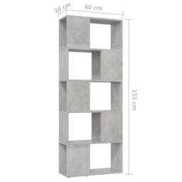 Berkfield Home Book Cabinet Room Divider Concrete Grey 60x24x155 cm - Size: 60 x 24 x 155 cm - thumbnail 7