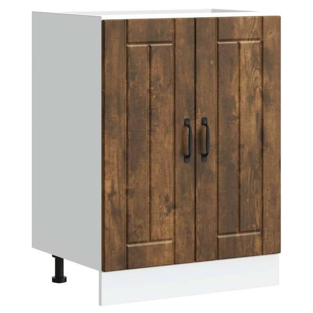 Berkfield Home Sink Base Cabinet Lucca Smoked Oak Engineered Wood in Brown - image 1