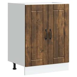 Berkfield Home Sink Base Cabinet Lucca Smoked Oak Engineered Wood in Brown - thumbnail 1