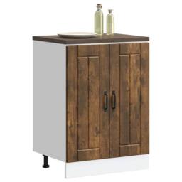 Berkfield Home Sink Base Cabinet Lucca Smoked Oak Engineered Wood in Brown - thumbnail 3