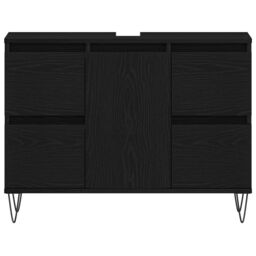 Berkfield Home Bathroom Sink Cabinet Black Oak 80x33x60 cm Engineered Wood - Size: 80 x 33 x 60 cm - thumbnail 6