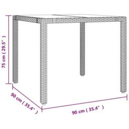 Berkfield Home Garden Table with Glass Top Beige Poly Rattan&Tempered Glass - thumbnail 6