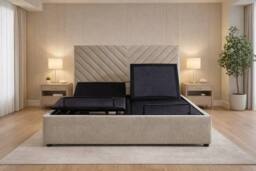 PARADISE BEDS LTD Siera Egromatic Adjustable Bed with Mattress & Headboard in Beige - Size: King - thumbnail 1