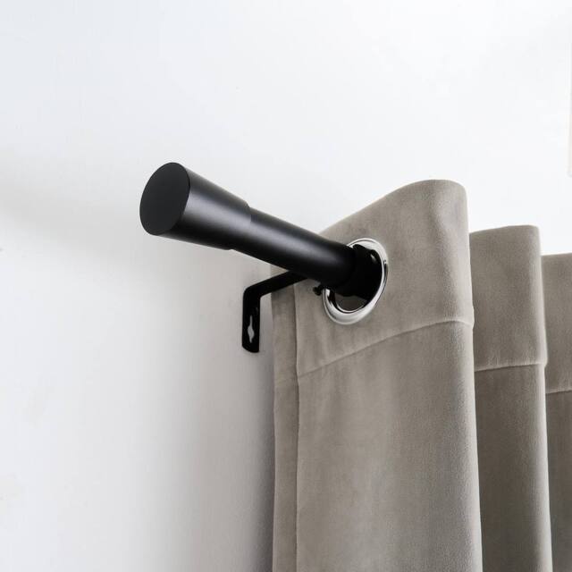 OHS Curtain Pole Extendable 28mm Metal Finnials Trumpet End Rod Fittings in Black - Size: 220 cm - image 1