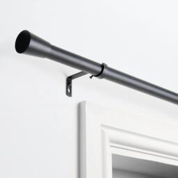 OHS Curtain Pole Extendable 28mm Metal Finnials Trumpet End Rod Fittings in Black - Size: 220 cm - thumbnail 2