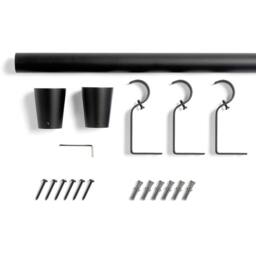 OHS Curtain Pole Extendable 28mm Metal Finnials Trumpet End Rod Fittings in Black - Size: 220 cm - thumbnail 5