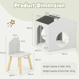 Costway Table & Chair Set Children Wooden Children Activity Desk W/ Chalkboards in White - thumbnail 2