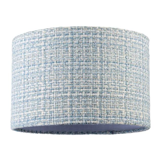 Happy Homewares Modern drum Lamp Shade Upholstered in Soft Woven Boucle Style Fabric in Baby Blue - Size: 12 inches - image 1