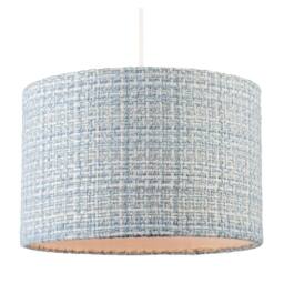 Happy Homewares Modern drum Lamp Shade Upholstered in Soft Woven Boucle Style Fabric in Baby Blue - Size: 12 inches - thumbnail 2