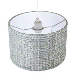 Happy Homewares Modern drum Lamp Shade Upholstered in Soft Woven Boucle Style Fabric in Baby Blue - Size: 12 inches - thumbnail 3