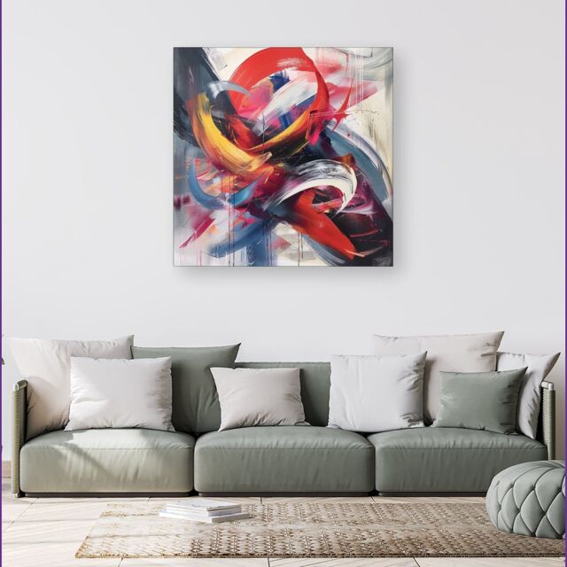 Warren Reed - Designer Swirling Symphony Of Colours Canvas - Size: w40 inch x h40 inch - image 1