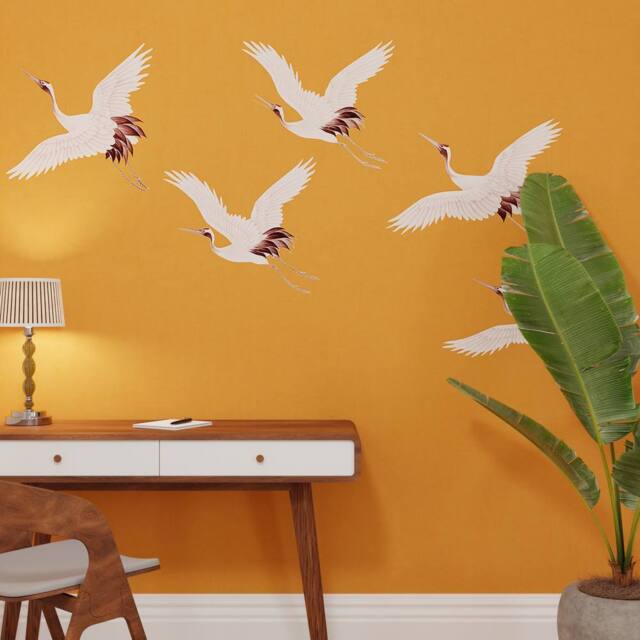 Superfresco Easy Cranes in Flight Ochre Print To Order 3m x 2.8m Mural in Yellow - image 1