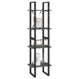 Berkfield Home 4-Tier Book Cabinet Grey 40x30x140 cm Solid Pine Wood - Size: 40 x 30 x 140 cm - thumbnail 4