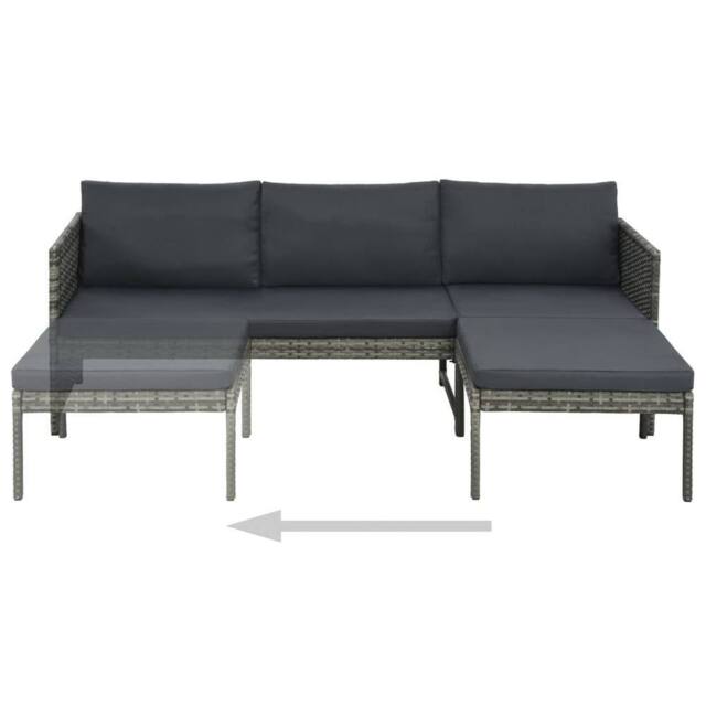 Berkfield Home Durable 3 Piece Garden Lounge Set with Cushions Poly Rattan Grey - image 1