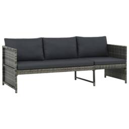 Berkfield Home Durable 3 Piece Garden Lounge Set with Cushions Poly Rattan Grey - thumbnail 4