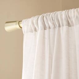 OHS Linen Look Voile Curtains 2 Panels Net Rod Slot Top Pair in Ivory - Size: 140 cm width x 220 cm drop - thumbnail 4