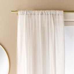 OHS Linen Look Voile Curtains 2 Panels Net Rod Slot Top Pair in Ivory - Size: 140 cm width x 220 cm drop - thumbnail 3