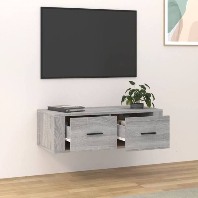 Berkfield Home Hanging TV Cabinet Grey Sonoma 80x36x25 cm Engineered Wood - Size: 80 x 36 x 25 cm - image 1