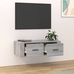 Berkfield Home Hanging TV Cabinet Grey Sonoma 80x36x25 cm Engineered Wood - Size: 80 x 36 x 25 cm - thumbnail 1