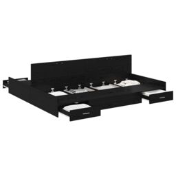 Berkfield Home Storage Bed Frame with Drawer with Headboard with Storage Black oak 200 x 200 cm - thumbnail 3