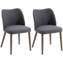 HOMCOM Dining Chairs Set of 2, Kitchen Chairs with Padded Seat, Curved Back in Dark Grey - Size: 120 - thumbnail 2
