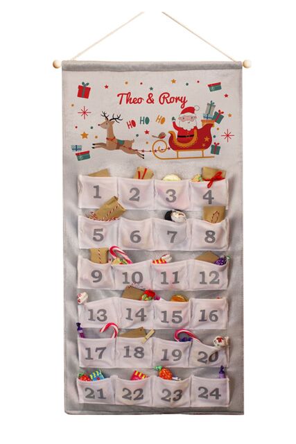 Personalised Memento Company Personalised Santa Sleigh Advent Calendar in Grey - image 1