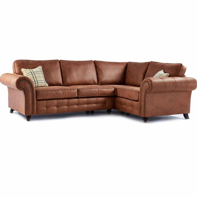 Snugg Furniture UK Limited Oakland L Shaped 4 Seater Suede Leather Corner Sofa in Brown - image 1