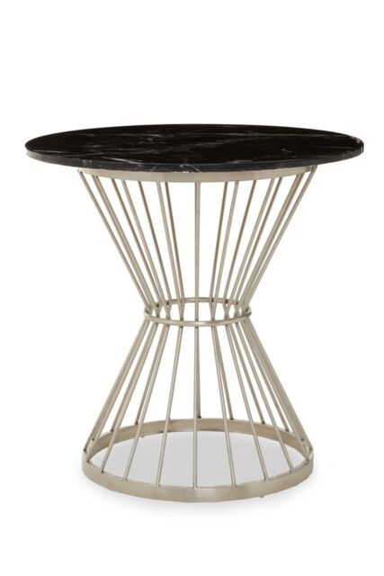 Orsina Anzio Marble Top & Hourglass Base Dining Table in Silver - image 1