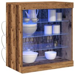 Berkfield Home Sideboard with LED Lights Old Wood 60, 5x37x67 cm in Brown - Size: 5 x 37 x 67 cm - thumbnail 3