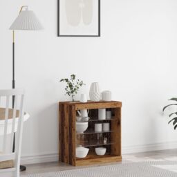 Berkfield Home Sideboard with LED Lights Old Wood 60, 5x37x67 cm in Brown - Size: 5 x 37 x 67 cm - thumbnail 1