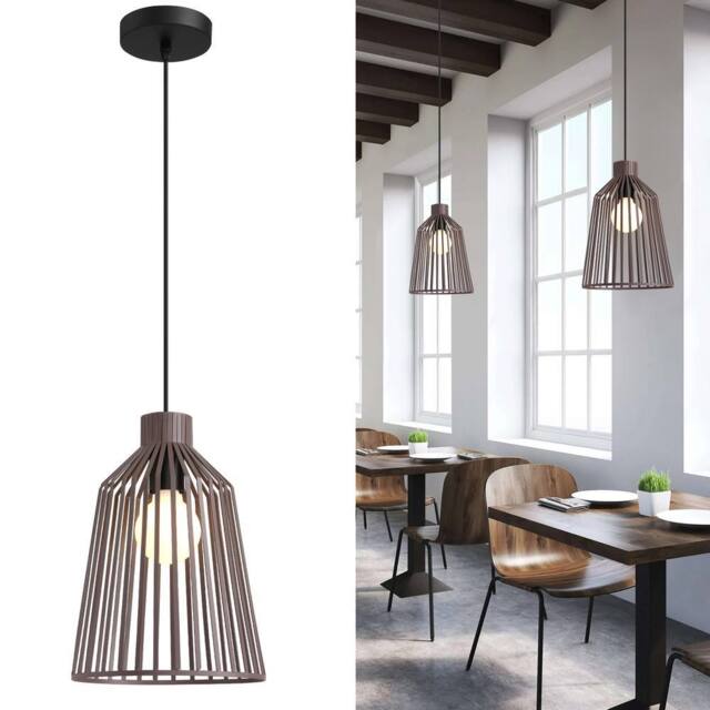 Harper Living Pendant Ceiling Light, Pendant Light Fitting with Cage Shade, Mocha in Brown - image 1