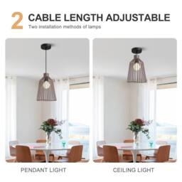 Harper Living Pendant Ceiling Light, Pendant Light Fitting with Cage Shade, Mocha in Brown - thumbnail 6