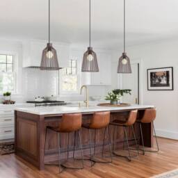 Harper Living Pendant Ceiling Light, Pendant Light Fitting with Cage Shade, Mocha in Brown - thumbnail 3