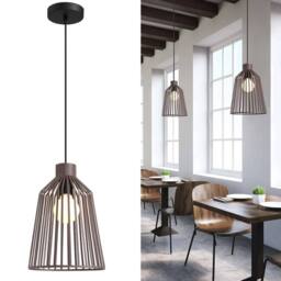 Harper Living Pendant Ceiling Light, Pendant Light Fitting with Cage Shade, Mocha in Brown - thumbnail 1