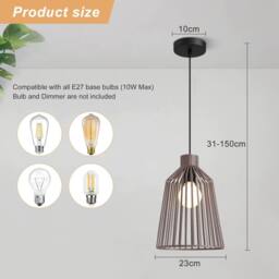 Harper Living Pendant Ceiling Light, Pendant Light Fitting with Cage Shade, Mocha in Brown - thumbnail 5