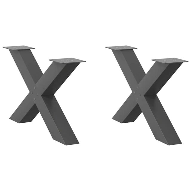 Berkfield Home Coffee Table Legs X-Shaped 2 pcs Anthracite 70x(42-43) cm Steel in Black - image 1