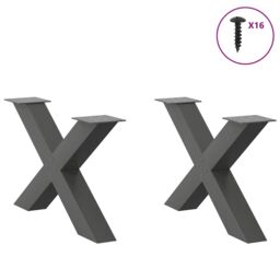 Berkfield Home Coffee Table Legs X-Shaped 2 pcs Anthracite 70x(42-43) cm Steel in Black - thumbnail 3