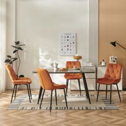 SONARA Modern Set of 4 Velvet Dining Chairs with Ergonomic Upholstered Seat in Orange - thumbnail 5