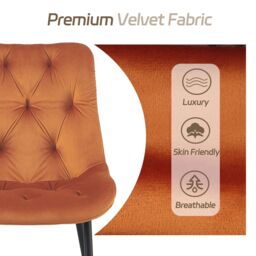 SONARA Modern Set of 4 Velvet Dining Chairs with Ergonomic Upholstered Seat in Orange - thumbnail 4