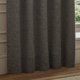 Paoletti Galaxy Velvet Chenille Eyelet Curtain Pair in Charcoal - Size: 229 cm width x 183 cm drop - thumbnail 4