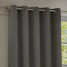 Paoletti Galaxy Velvet Chenille Eyelet Curtain Pair in Charcoal - Size: 229 cm width x 183 cm drop - thumbnail 3