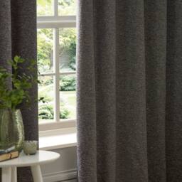 Paoletti Galaxy Velvet Chenille Eyelet Curtain Pair in Charcoal - Size: 229 cm width x 183 cm drop - thumbnail 5